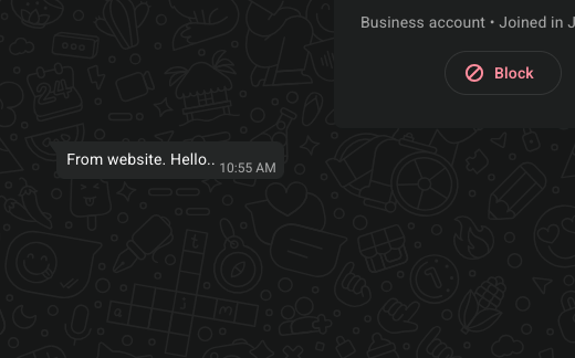 Whatsapp button on website